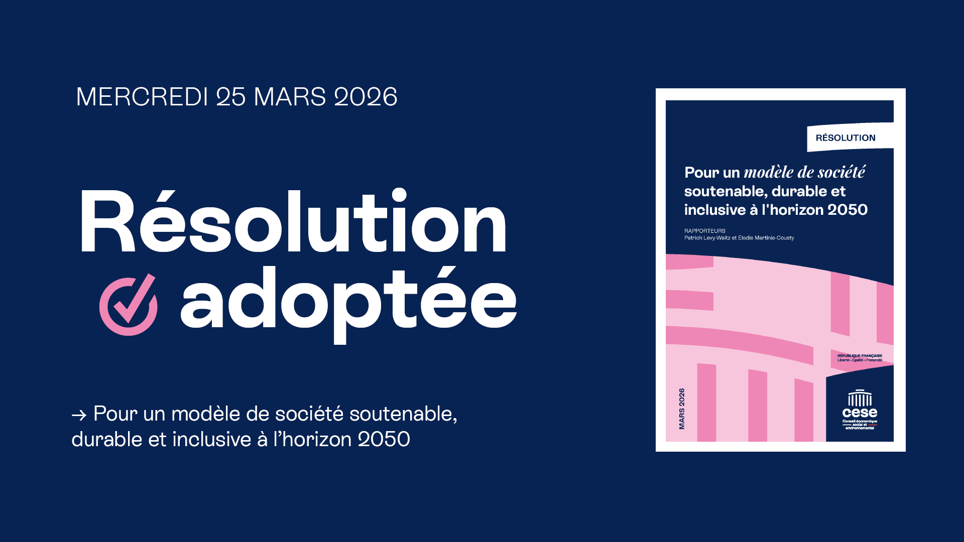 Pour notre modèle de société, il est l'heure des choix. | Le Conseil économique social et environnemental